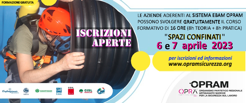 Formazione gratuita alle aziende aderenti: SPAZI CONFINATI 13^